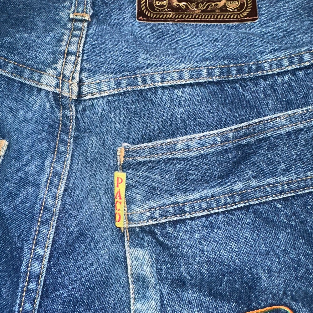 Vintage Paco Jeans Men’s 32 Baggy Wide Leg Y2K Hip Hop Embroidered Denim - Picture 9 of 15